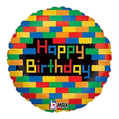 18 In. Birthday Blocks Flat Balloon, 5PK